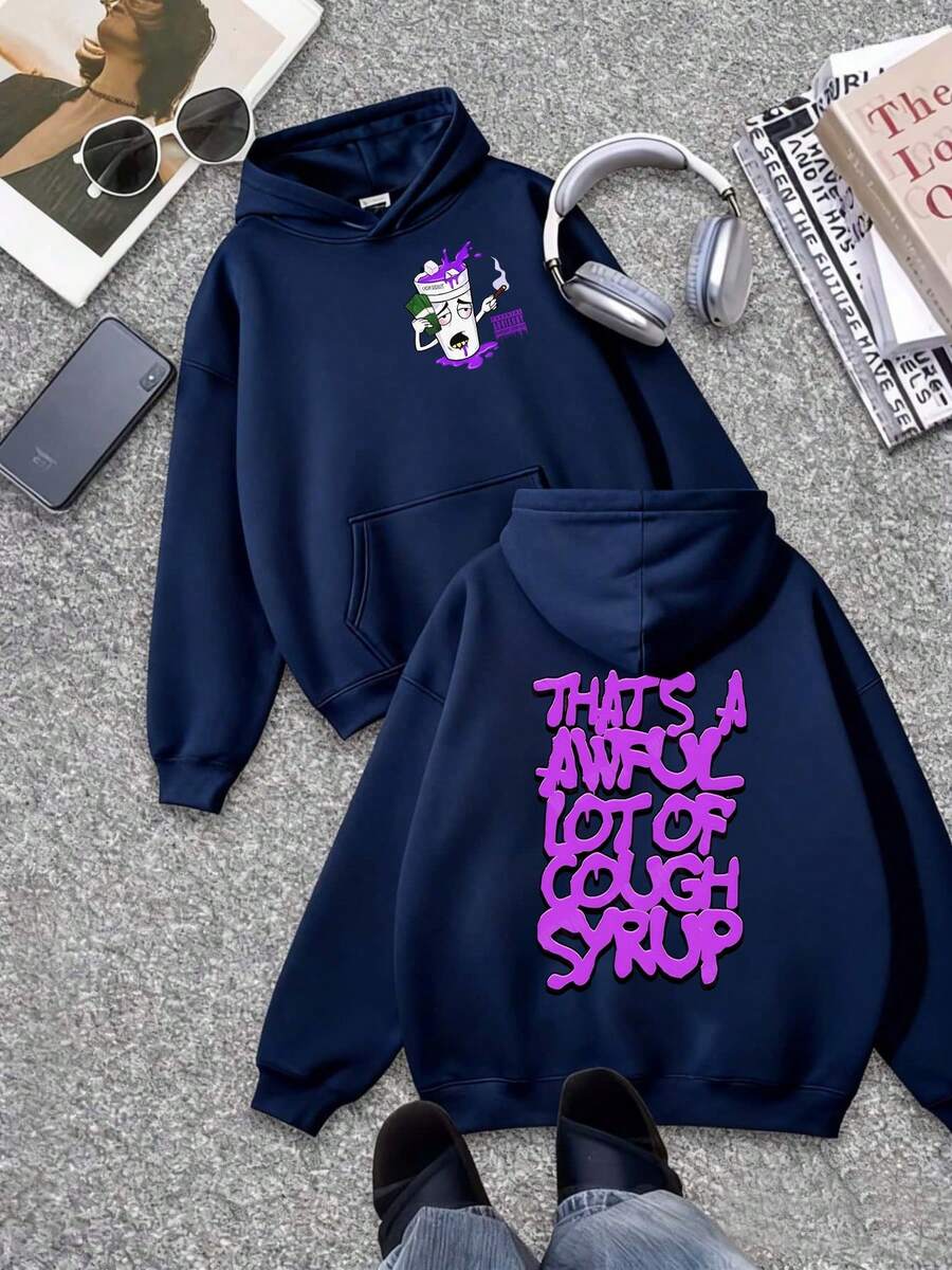 Thats A Awful Lot Of Cough Syrup Women's Fall Clothing Hoodie Casual Sports Autumn And Winter Fleece Hoodie Sweatersoft And Comfortable Christmas A Holiday Gift For Family And Friends - 藏蓝色 - 查看 1
