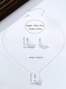3件套极简玻璃珍珠耳环项链套装，优雅通勤首饰套装，简约订婚礼物，奢华优雅首饰套装 - 白色 - 查看 2