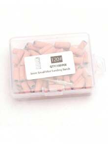 100片迷你粉色砂带，适用于美甲打磨机，小粒度120#、180#、240#砂带，指甲锉，研磨带，适用于亚克力指甲和凝胶美甲，包含升级版3.1mm柄钻头 - 粉色 - 查看 10
