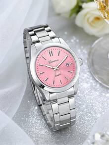 Alloy Strap Calendar Men's Watch, Single Watch Without Box, Suitable For Sports, Business, Casual Wear, Successful Individuals - Silver - View 5