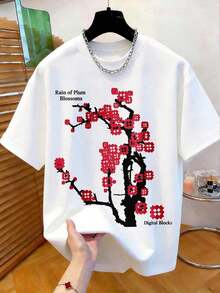 Manfinity Dauomo Men's Casual Graphic T-Shirt, New Summer Design With Cat, Animal, Skateboard Patterns, For Outdoor Use, Dating, Relaxed Fit, Crew Neck - 藍色和黑色 - 查看 10
