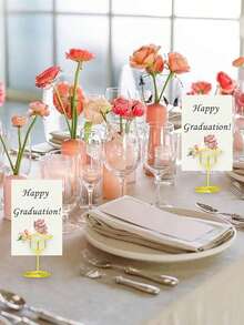 1/5/10pcs Grad Cap Graduation Picture Display,Gold Photo Holders For Centerpieces Graduation Table Number Holders Card Stands For Class Of 2026 Grad Party Supplies,Wedding,Multifunctional Photo/Image Card Desktop Display Stand With Stable Base - Multicolor - View 3