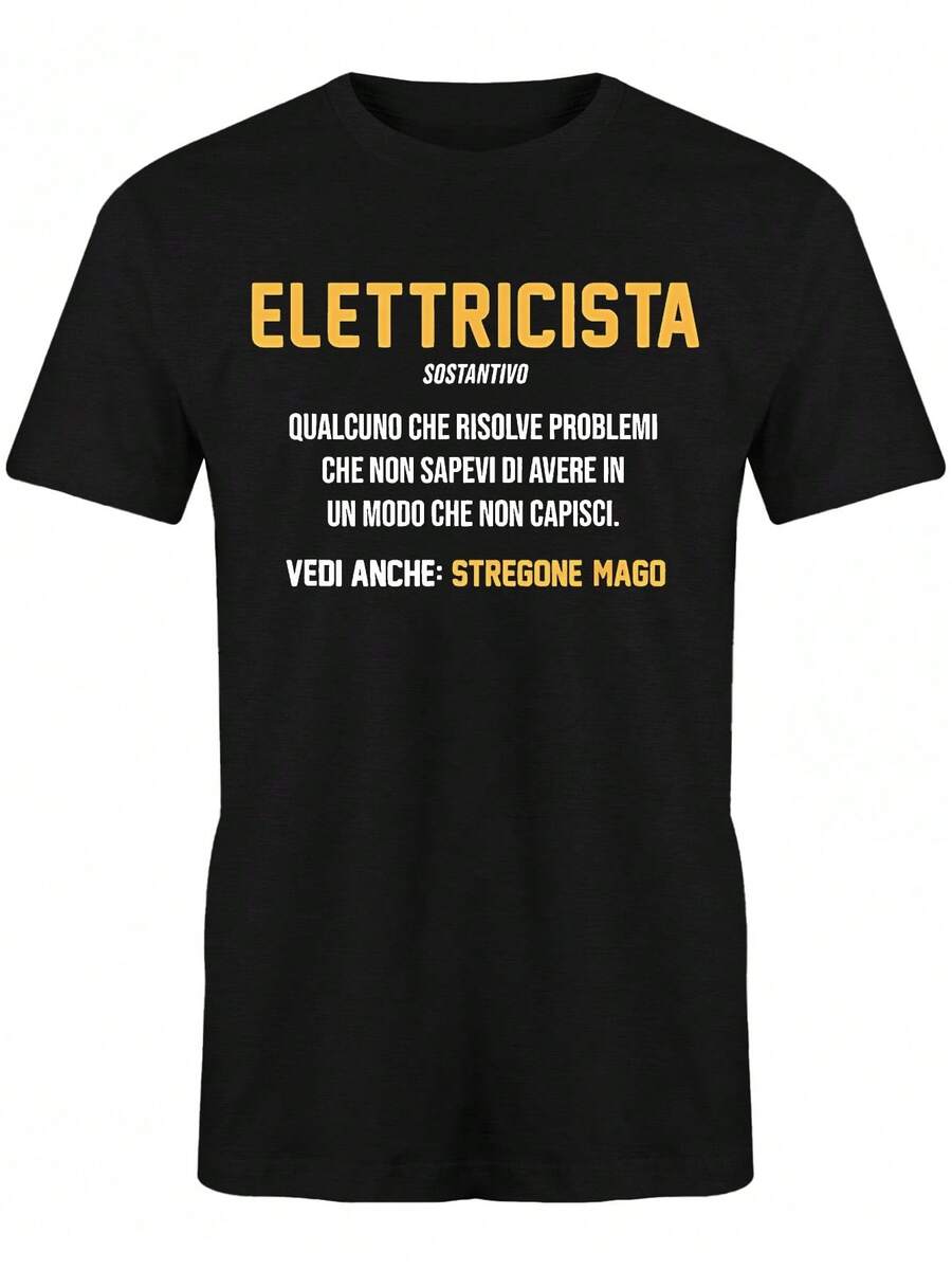 Camiseta de manga corta para hombre con divertido proverbio italiano, camiseta de verano. - Negro - Ver 1