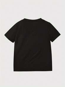 Summer Y2K Dark Print Short Sleeve T-Shirt For Boys, Casual And  Base Layer For Kids - Comfortable And Casual, Short Sleeve, Crew Neck Top - 黑色 - 查看 2
