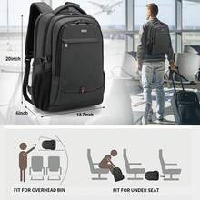 NEWHEY 18-Inch Travel Laptop Backpack, Large Capacity Multi-Compartment Laptop Bag, Men's School Backpack With USB Charging Port, Black - Multicolor - View 8