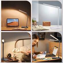 Double Head LED Desk Lamp USB Charging, 5 Adjustable Light Modes & Custom Brightness, Warm Night Light, Portable Bedside Lamp For Reading Craft Work Study Office - Square Bottom Double Head - View 11
