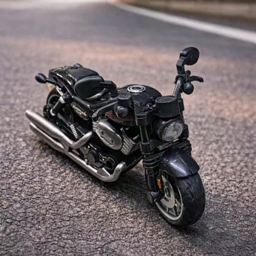 Miniature Diecast Motorcycle Toy For Children And Collectors With Sound, Light, And Friction - Motorcycle Travel Preta - View 1