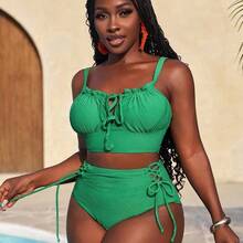 Slayr 2pcs/Set Green Sexy Women's Swimwear For Summer Beach Vacation - Naranja - Ver 9