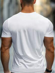 Camiseta de manga corta con cuello redondo y estampado de verano para hombre - Adecuada para salidas casuales, deportes y actividades al aire libre - Camiseta con diseño divertido - Blanco - Ver 2