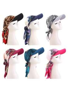 1 chiếc khăn bandana in họa tiết bằng satin, mũ băng đô buộc dây che nắng ngoài trời. - nhiều màu - Xem 5