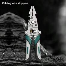 可折叠多功能工业级电工剥线钳，采用耐用高碳钢精密工具制成，适用于切割、压接和剥除电线——适用于所有电气作业 - 折疊(綠色) - 查看 9