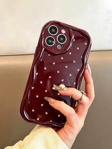 Ốp điện thoại hình trái tim, chất liệu kem, viền lượn sóng, bề mặt bóng, chống rơi, tương thích với iPhone 17pro/17Air/17/17promax/16/11/16pro/16plus/16promax/16e/15Promax/13/14/12/XS/XR/7G/8P, ốp bảo vệ điện thoại. - Nhiều màu - Xem 2