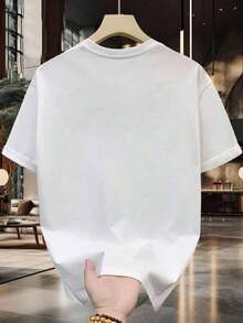 Camiseta hombre cuello redondo y manga corta. Estilo casual con estampados modernos y cómodos. Para hombres y mujeres, estilo pareja, pareja, camiseta de manga corta con estampado de moda - Blanco - Ver 3
