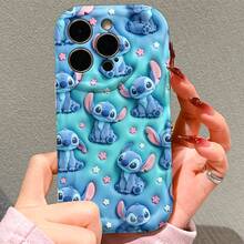 Disney Stitch Phone Case, Official Disney Lilo & Stitch Character Design, Repeating Stitch With Flowers On Blue Background Protective Cover. Compatible With IPhone 17, 16, 15, 14, 13, 12, 11 Pro Series, Featuring Multiple Cute Stitch Poses In A Plush Style, Perfect For Disney Fans And Stitch Lovers To Showcase Their Favorite Character, Ideal For Birthdays, Holidays, Anniversaries, Graduation Gifts, Or Any Special Occasion To Surprise Family, Friends, Classmates, And Loved Ones. - trắng - Xem 5