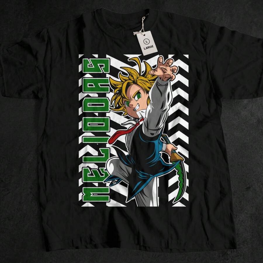 j1apanese Anime T1EE, Seven Deadly Sins, Shonen Manga, Escanor, Gift for him, Pop Culture.JPG - Negro - Ver 1