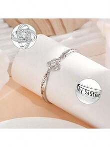 1pc Fashionable Exquisite Elegant Four-Leaf Clover Flower Silver Bracelet, Suitable For Sister, Girlfriend, Mom, Anniversary, Christmas, Thanksgiving, Valentine's Day, Birthday, Mother's Day Gift - Silver - View 2