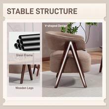 HOMCOM Modern Tub Chair, Sherpa Fleece Accent Chair, Upholstered Armchair With Solid Wood Legs And Steel Frame For Living Room Bedroom, Light Brown - Brown - View 4
