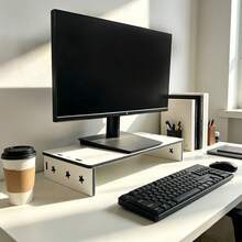 1 pieza Soporte ergonómico para monitor de computadora, soporte multifuncional de escritorio para oficina, soporte para monitor con espacio de almacenamiento - capa - Ver 9