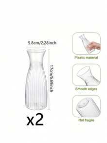 4个/2个透明条纹塑料花瓶 - 简约设计，采用透明防碎塑料制成。这款多功能产品是DIY插花和展示的理想之选，非常适合展示各种花束，也适用于节日和家居装饰。它可作为餐桌、婚礼、私人住宅、盛会和特殊活动的绝佳装饰品。 - 均碼 - 查看 8