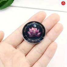 2D Flat Design Lotus Flower & Moon Brooch, Creative Lapel Pin Unique Fashion Accessory For Backpack, Clothing, Collar And Hat, Multifunctional Stylish Decor To Add Ceremonial Feeling To Every Moment, Suitable For Christmas, New Year, Birthday And Special Occasions, 2D Flat Design - A - View 5
