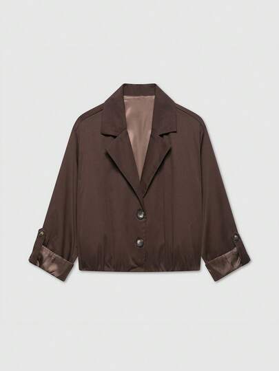 Women's Long Sleeve Elastic Hem Short Jacket