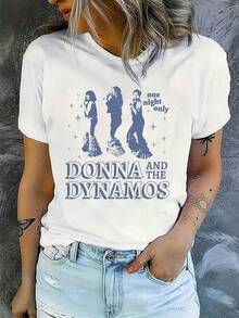 Kläder för skolavslutningsdagen för barn, 100% bomull, dam-T-shirt med tryck av musikalsiluetten "Donna And The Dynamos", retro vintage möhippe, Mammas Mias Bach-festskjortor, storlek 2Y-10Y, S-XXXL, dam-T-shirt, barnkläder för flickor, barnkläder för pojkar, herrkläder, perfekt present till skolavslutningen och Haitisk flaggdag, Världsmiljödagen, Fars dag, matchande kläder för föräldrar och barn. - Vitt - Visa 7