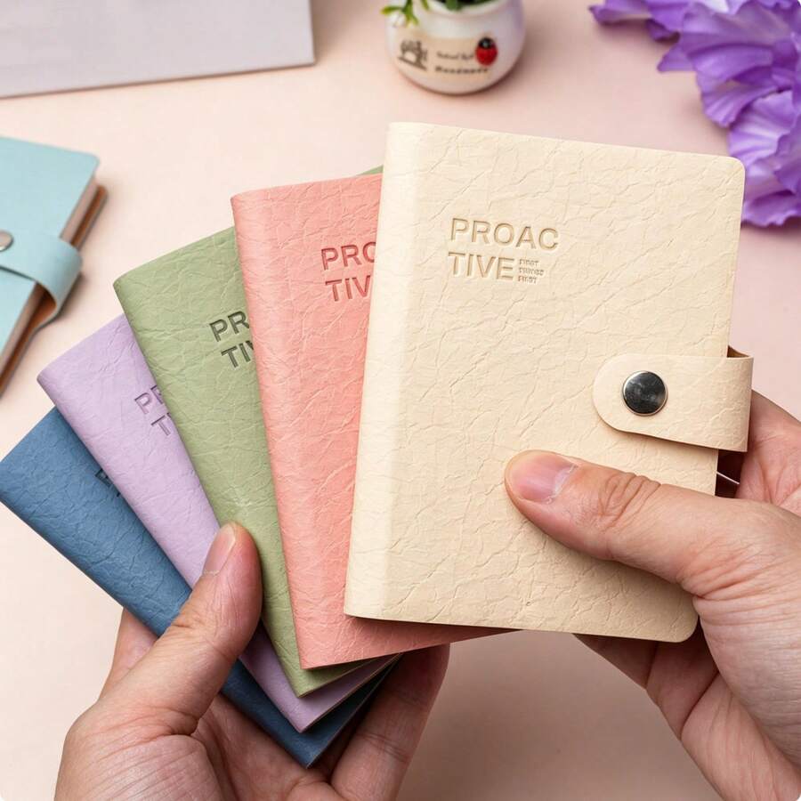 A7尺寸便攜迷你筆記本附筆夾－厚實柔軟皮革封面，200頁高品質保護紙，柔軟耐用封面，適合旅行、日記、帳單、辦公、工作記錄或學校學習文具用品 - 均碼 - 查看 1