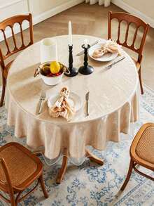 1pc Transparent PVC Round Tablecloth, Waterproof Oil-Proof Splash-Proof Table Cover, Easy To Clean Reusable Plastic Table Protector Mat, Suitable For Restaurant, Party, Home Decor - Multicolor - View 5