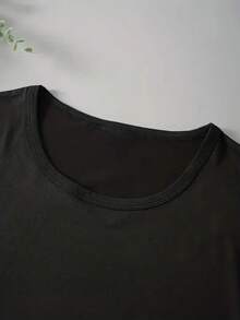 Women's Short-Sleeved T-Shirts With Letter And Animal Print "I'm Not Short, I'm A Penguin", Round Neck, Short Sleeve, Casual T-Shirts For Everyday Wear, Women's T-Shirts. - 黑色 - 查看 4