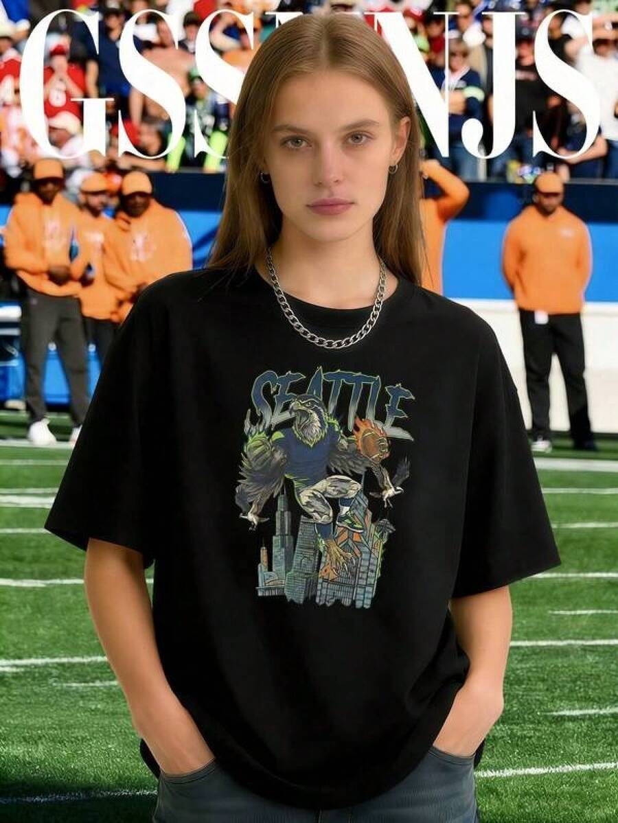 Latest Camiseta de moda para mujerCamisetas novedosas de los  para mujer y hombre, camisetas de aficionado, camisetas de manga corta para hombre, camisetas de fútbol americano de ciudades estadounidenses, muestra el espíritu de tu equipo, ideales para todas las estaciones, camisetas gráficas para hombre, regalo ideal para entusiastas del deporte, camisetas para hombre de Seattle. ,Top de manga corta para verano,blusas para mujer,La elección perfecta para tus atuendos de San Valentín,playeras niño,Camiseta para aficionados de la Copa de Fútbol,playeras de mujer - Negro - Ver 1