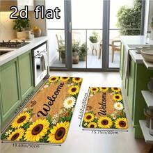 1pc/2pcs/3pcs Stylish Floor Mat With Sunflower And Butterfly Prints. It Is Sturdy, Stain Resistant And Machine Washable. Perfect Indoor Decor For Multiple Rooms, Pet Spaces As Well As Spring, Summer And Festival Scenes - Multicolor - View 18