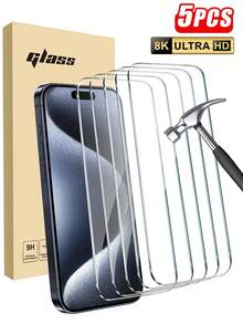 5pcs Tempered Glass Screen Protector, Compatible With IPhone 17/16/15/14/13/12/11 Pro Max/Air/X/XS/XR/Mini/7/8/14 Plus, Also Compatible With 14/15/16 Pro Max - Clear - View 19