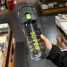 1 st 2L sportvattenflaska med stor kapacitet, sugrörsmugg med våg, bärbar minimalistisk läckagesäker stötsäker högtemperaturbeständig stor vattenmugg för fitness - Multifärgad - Visa 11