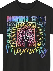 Camiseta  Tipografía Día de la Madre  Abuela T Cuello Redondo Sht Sve Transferencia de Calor Digital para Toda Temporada Estilo Casual 2026 Talla Grande Camiseta de Ajuste Cómodo Casual Tela Duradera Atuendo Diario Diseño Clásico Material Suave Camiseta Estampada Ropa de Adulto Regalos Festivos - Negro - Ver 6