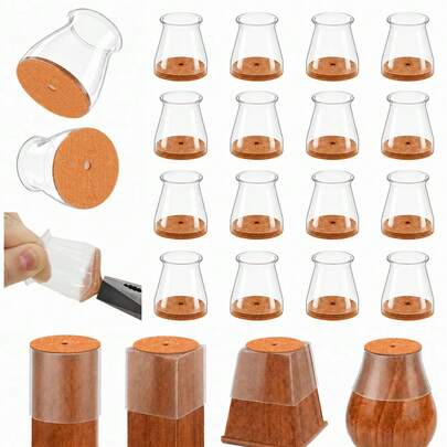 Protetores de piso para pernas de cadeira 12/24/32PCS, almofadas para móveis para pisos de madeira, controles deslizantes para pernas de cadeira, protetores retangulares para cadeiras, capas de silicone para pernas de cadeira, proteção eficaz do piso