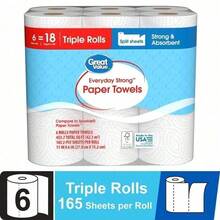 Toallas de papel Great Value Split-Sheet | 2 rollos dobles, muy absorbentes, fuertes y duraderas - Por defecto - Ver 8