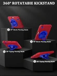 1 pieza Funda protectora giratoria 360° de alta resistencia con soporte integrado compatible con iPad Mini 6/7 de 8.3 pulgadas modelo 2021/2024, funda resistente a golpes para tableta Mini de 8.3 pulgadas de 7ª generación - rojo azul - Ver 5