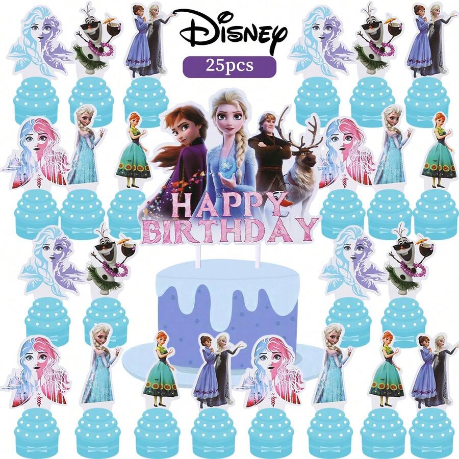 25pcs Cake Decorating Set, Anna And Olaf Themed Cake Decorations, Suitable For Birthday Party Decorations - Cartoon Cake Power Strip - View 1