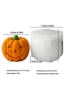 1个三链南瓜硅胶模具，非常适合用堆叠南瓜进行创意装饰，适用于树脂浇铸工艺，可制作有趣的笑脸南瓜装饰，用于万圣节派对、家居装饰，由柔韧耐用的硅胶制成。 - 南瓜模具 - 查看 8