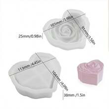 1 Set DIY Crystal Epoxy Resin Heart Rose Flower Candle Mold, Decorative Aroma Candle Mold, Heart Shaped Storage Box - Silicone Mold - View 2