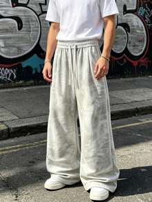 Men's American Tie-Dye Print Casual Pants - Grey - View 2