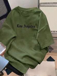 Camiseta de manga corta con cuello redondo y diseño sencillo para hombres - Verde militar - Ver 12