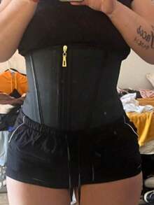 1pc Waist Trainer Belt With Zipper Girdle High Compression Body Shaper Waistband Faja For Women Underbust Corset Latex Waist Cincher - 彩色 - 查看 5