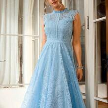 Women's Elegant Vintage Lace A-Line Dress, Party Dress, Wedding Dress, Birthday Dress, Graduation Dress Summer - Albaricoque - Ver 5