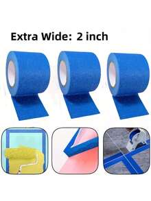 1卷/2卷/3卷装优质加宽5厘米*13米美纹纸胶带，有蓝色、绿色、红色和白色可选，易于粘贴于多种表面进行遮蔽，适用于汽车喷漆/墙面装饰/艺术绘画/家居装饰 - 多色 - 查看 9