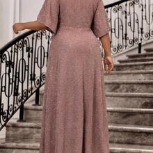 Fleurora Plus Size V-Neck Ruched Waist Elegant Party Dress Rose Gold Dress Elegant Elegant Wedding Guest Dress Elegant Woman Clothing Elegant Dress, Summer Dresses  Women Party Dress Elegant Curve Elegant Dress Mother Of The Bride Dress Plus Size - Caqui - Ver 3