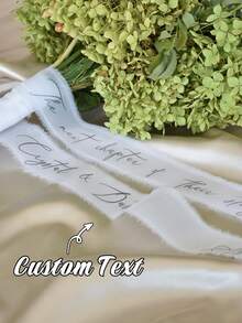 Custom-Designed Personalized Wedding Bouquet Ribbons - Floral Tapestries With Customizable Names And Dates, Suitable For Bridal Showers, Birthdays, Graduations - Made Of Polyester, With An Elegant Design, Ideal For Wedding Guest Gifts And Celebratory Decorations, Exquisite Style And Fine Workmanship. - Multicolor - View 4