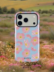 1 Piece Light Blue Background With Pink Floral Pattern Design Phone 17 Pro Max Case, Compatible With Phone 16 Pro Max, 15 Pro Max, 14 Pro Max, Korean Stylish And Interesting Phone Case, Also Fits 11/12/13/14/15/75 Pro Max Plus, Elegant Design Suitable For Both Men And Women, Ideal Gift For Girlfriend On Christmas, Valentine's Day, Easter, Wedding Season And Birthday - Baby Blue - View 5