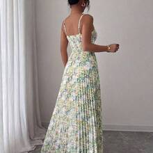 Elenzya Sleeveless V-Neck A-Line Waist Cinched Elegant Romantic Ditsy Floral Dress, Suitable For Resort, Garden Party, Spring/Summer Gathering, Travel - Multicolor - Ver 11