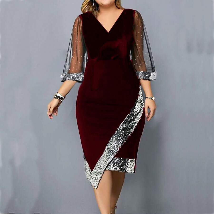 Women Maxi Dresses - Burgundy - View 1